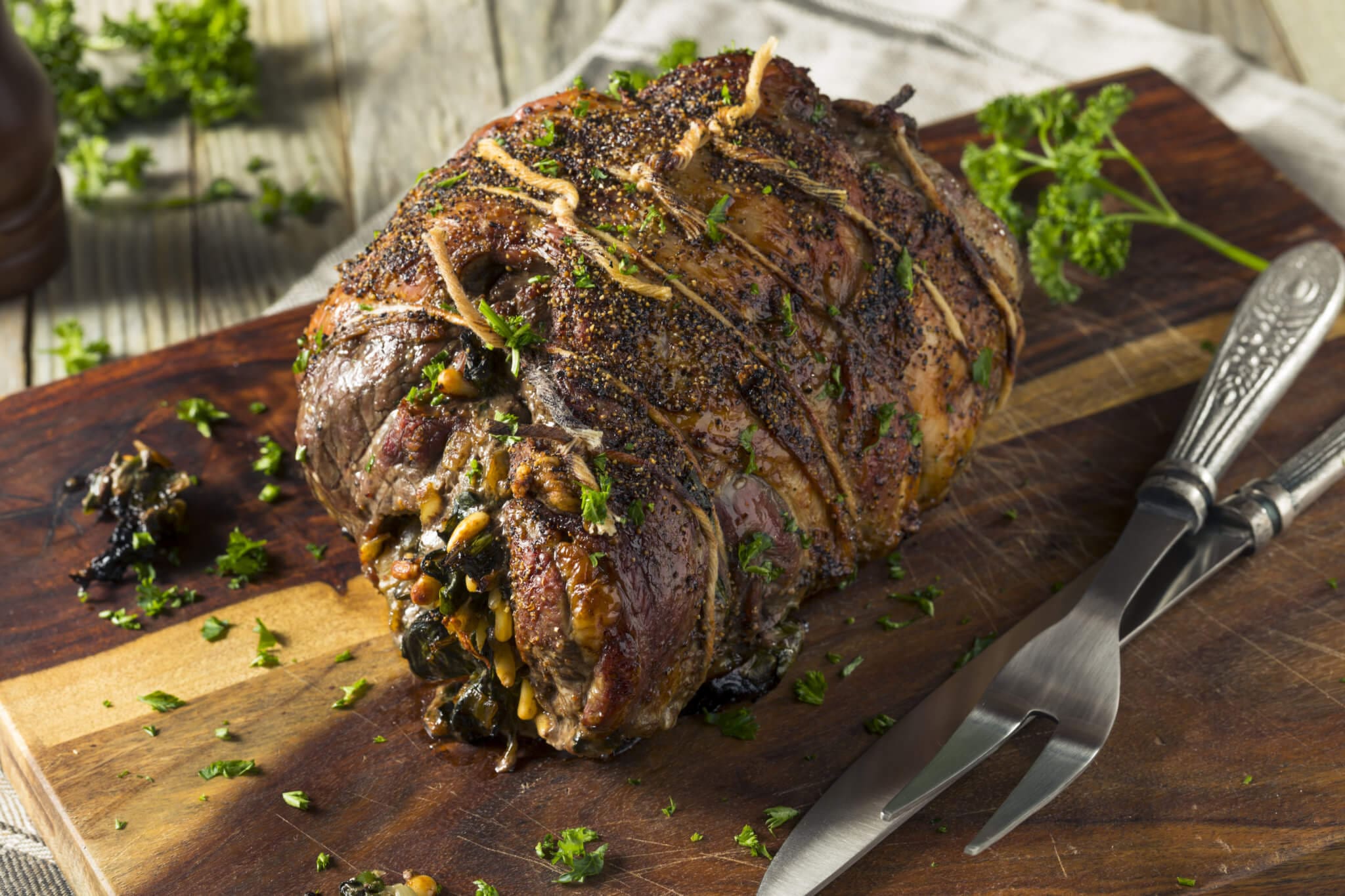 Stuffed Leg of Lamb with Apricots and Gravy The Butcher Shop, Inc.