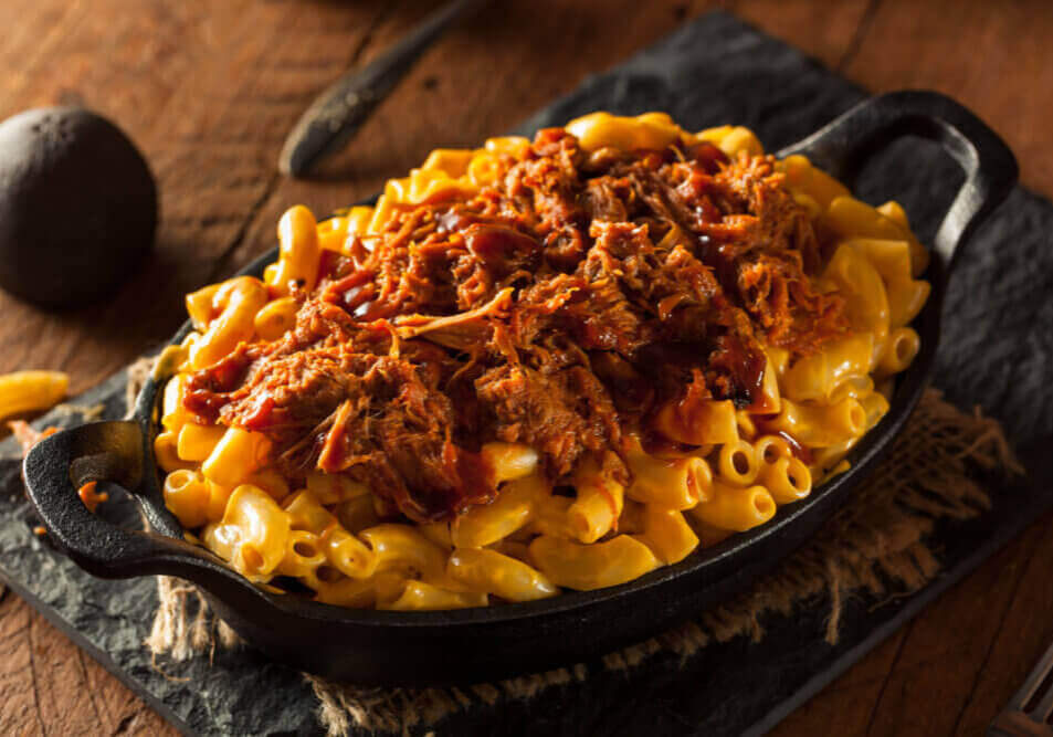 Homemade BBQ Pulled Pork Mac and Cheese Ready to Eat